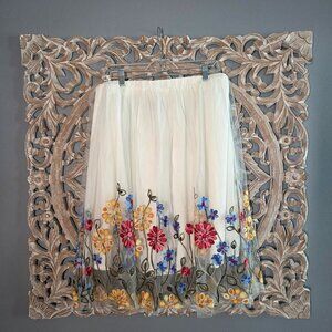 Women's Floral Embroidery Tulle Skirt Size 1X